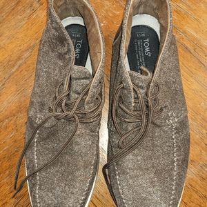 Toms Men Chukka Boot Canvas Leather Brown Lace Up